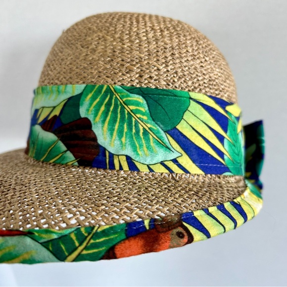 NWOT | Original Panama Jack | Women's Cloche Straw Hat Tropical Bow - Picture 10 of 14